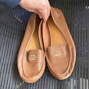 Coach women’s Tan Leather Slip-on loafers